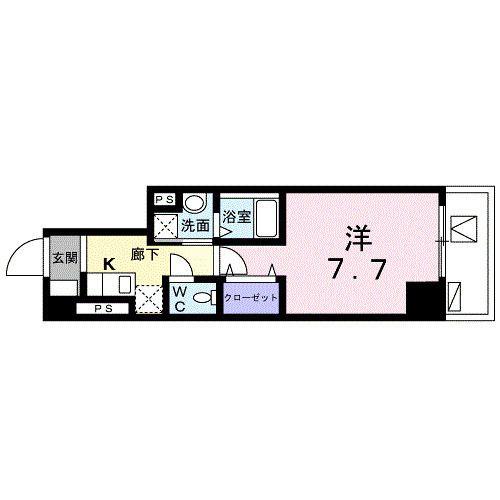 スアヴィス三笠公園イースト(1K/4階)の間取り写真