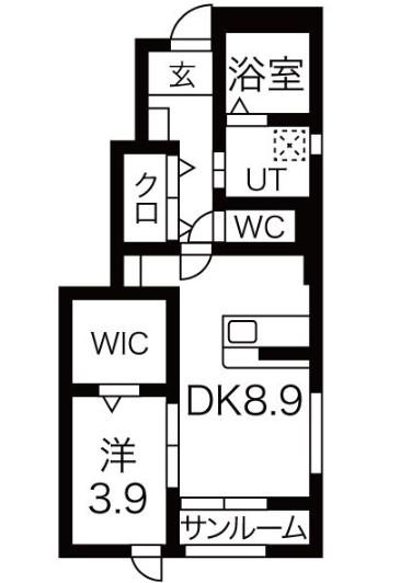 M&T神町北III(1LDK/1階)の間取り写真