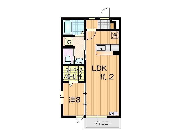 ゼフィール小人町A棟(1LDK/2階)の間取り写真