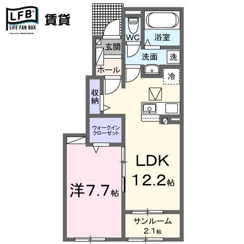 マルベリーB(1LDK/1階)の間取り写真