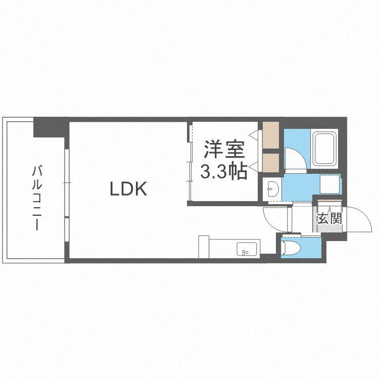 アーバネックス西長堀(1LDK/9階)の間取り写真