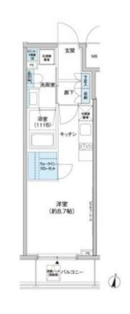 パークキューブ西新宿(1K/10階)の間取り写真