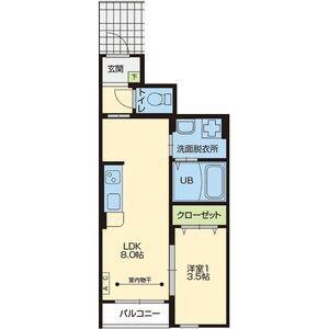 CASA DE LA PAZ(1LDK/1階)の間取り写真