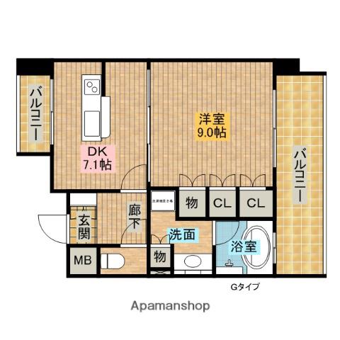 KAISEI堺(1DK/4階)の間取り写真