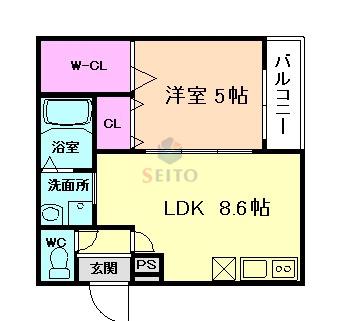 フジパレス服部天神II番館(1LDK/2階)の間取り写真