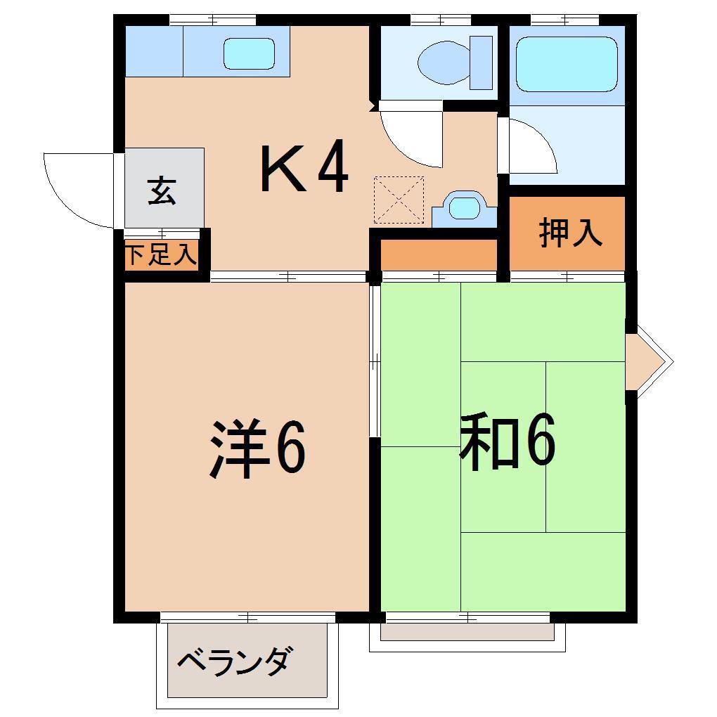 ニューセンチュリーA(2K/2階)の間取り写真