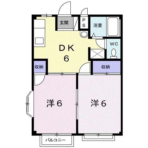 シティハイツ大神(2DK/2階)の間取り写真