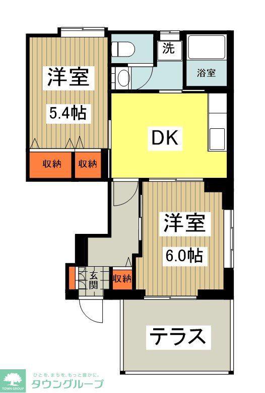 マーヴェラス21(2DK/1階)の間取り写真