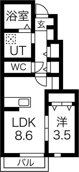 太鷲苑II(1LDK/1階)の間取り写真