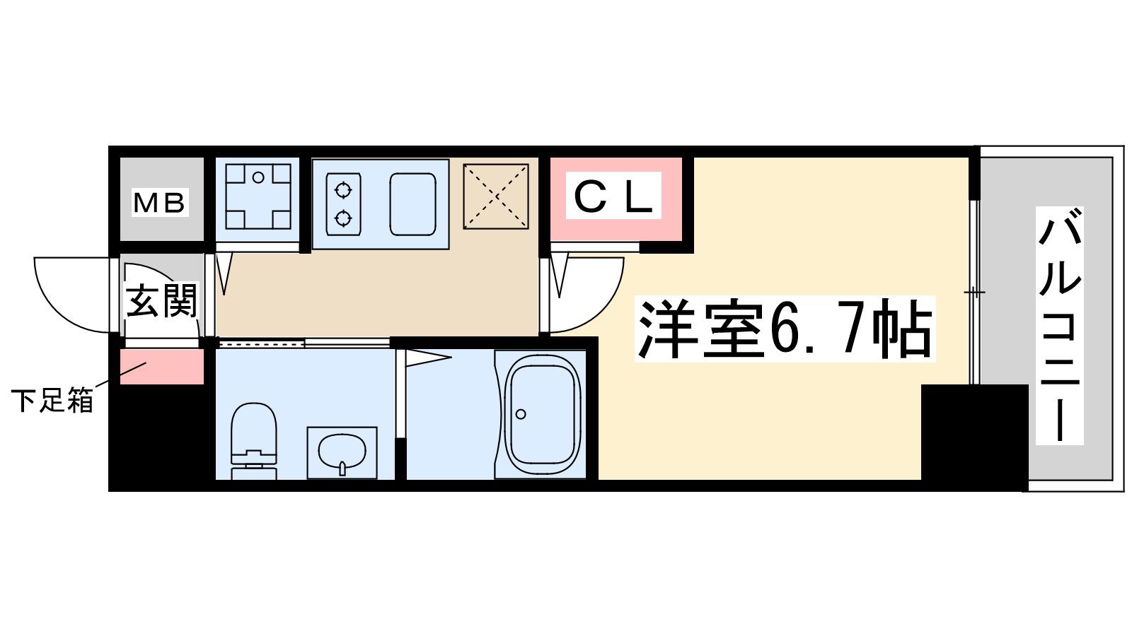 エスリード江坂江の木町(1K/6階)の間取り写真
