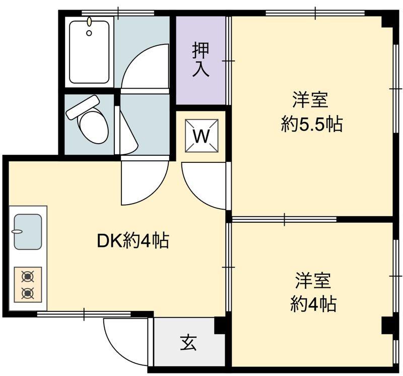 一王山マンション(2DK/3階)の間取り写真