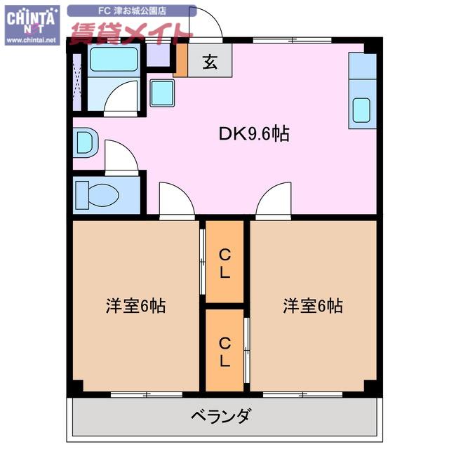 津INCOURT練木(2DK/4階)の間取り写真