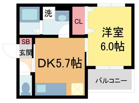ドエル城ヶ堀FAIN(1DK/2階)の間取り写真