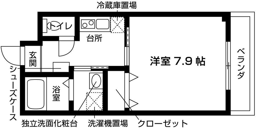 アンソレイユ大東(1K/1階)の間取り写真