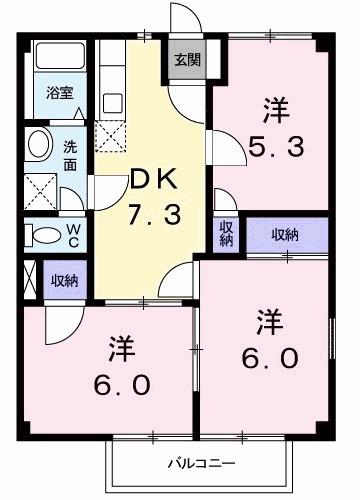 コモドハイツB(3DK/1階)の間取り写真