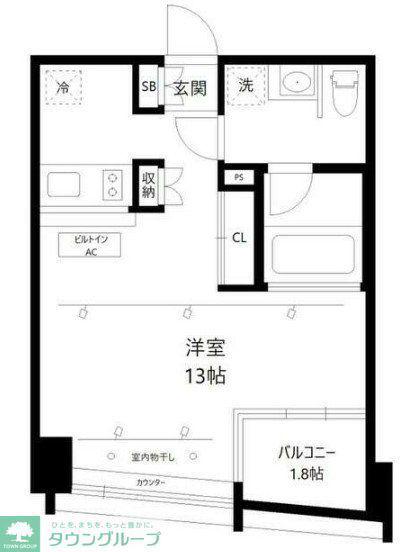 D-PSSSEGE(ワンルーム/3階)の間取り写真