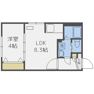 TSUBAKI SQUARE円山公園ウエスト(1LDK/2階)の間取り写真