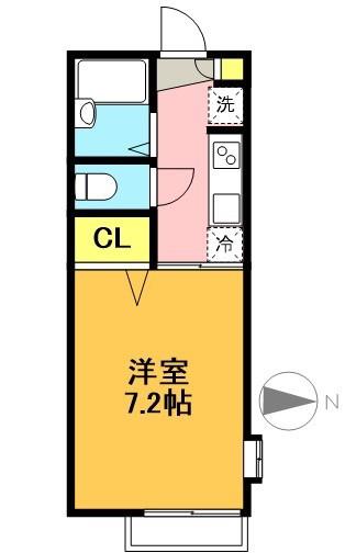 京王井の頭線 東松原駅 徒歩5分 2階建 築29年(1K/2階)の間取り写真
