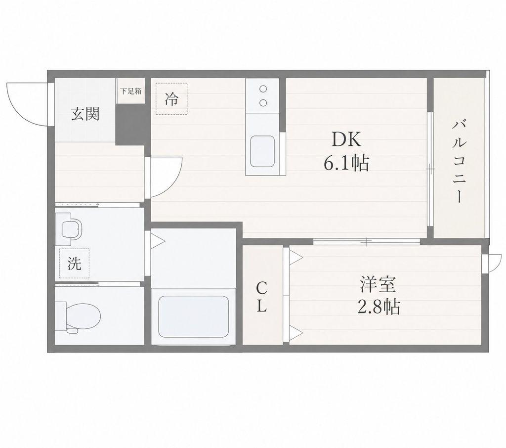 プログレス河原町(1DK/2階)の間取り写真