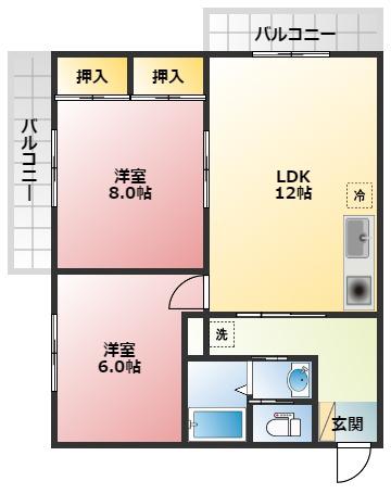 シーショア・三島本町(2LDK/4階)の間取り写真