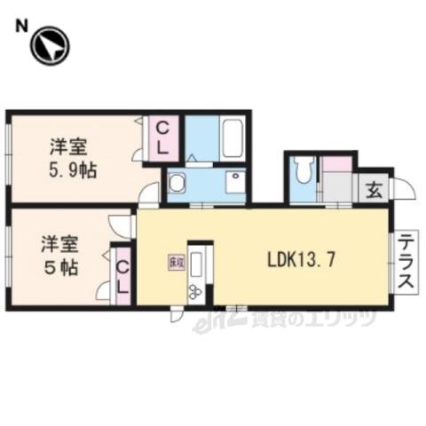 テネール エスペランサ(2LDK/1階)の間取り写真