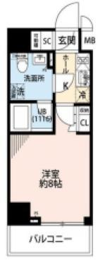 プレール・ドゥーク住吉IV(1K/2階)の間取り写真