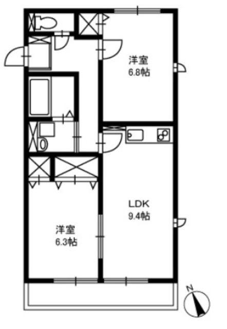 FORTUNA B(2LDK/1階)の間取り写真