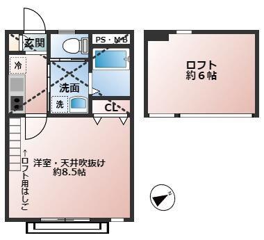 東大井CASASHIGE(1K/1階)の間取り写真