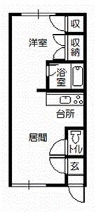 第5リバーハイツ藤(1DK/1階)の間取り写真
