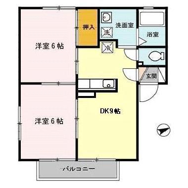 ドリームさくら(2DK/1階)の間取り写真