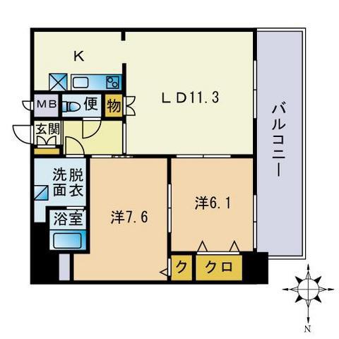 ルモール大橋(2LDK/10階)の間取り写真
