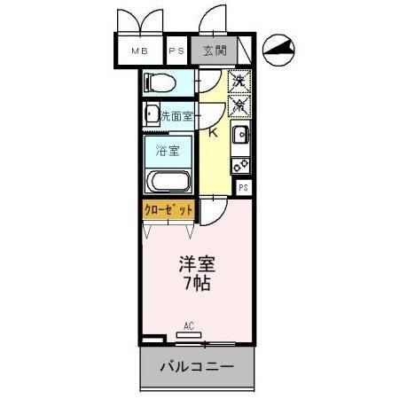 アクアリウス(1K/1階)の間取り写真