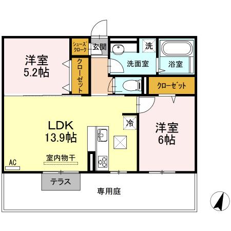 M・R・K(2LDK/1階)の間取り写真