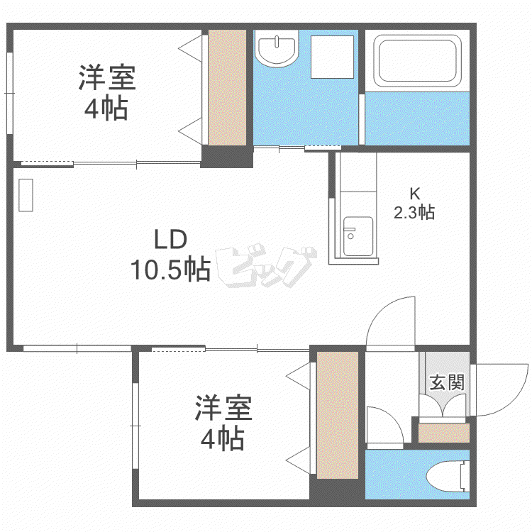 USUL菊水(2LDK/1階)の間取り写真