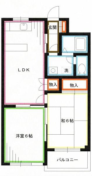 ピアモンテ並木(2DK/1階)の間取り写真