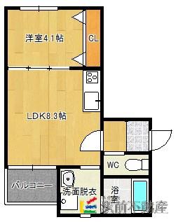 T-REGNO YAME(1LDK/2階)の間取り写真