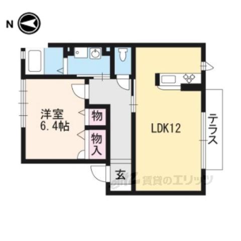 サンライズ城陽(1LDK/1階)の間取り写真