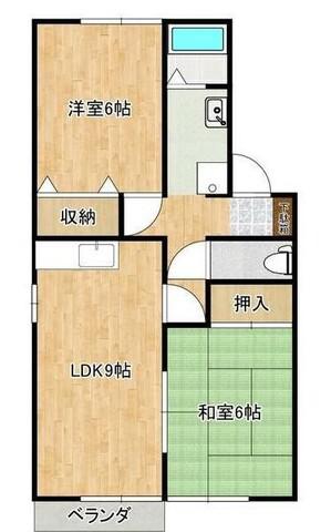エスポワールB(2DK/1階)の間取り写真