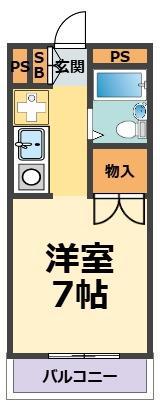 リバーサイドハイツ米田(1K/3階)の間取り写真