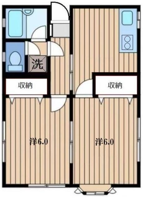 サクラパレス(2K/2階)の間取り写真