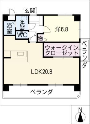 エスポワール七宝(1LDK/1階)の間取り写真