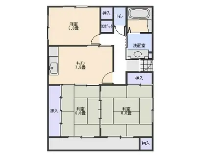 ファミーユ岸(3DK/3階)の間取り写真
