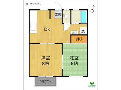 カーサグドウB(2DK/2階)の間取り写真