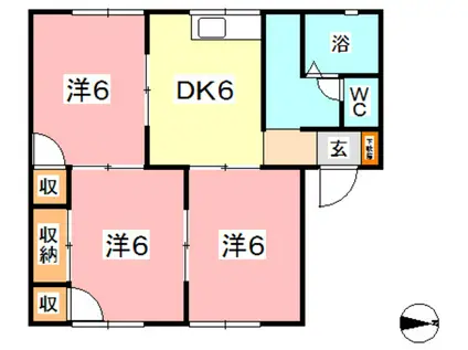 プレセジュール貝原B棟(3DK/2階)の間取り写真