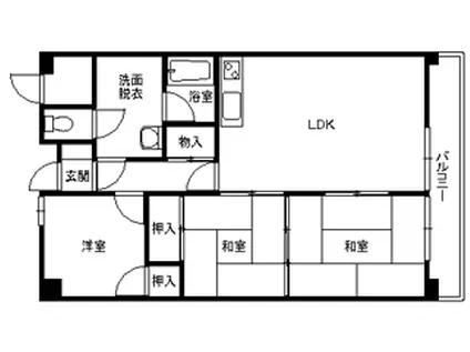 サンハイツ青森(3LDK/2階)の間取り写真