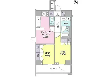 ロゼッタ(2DK/5階)の間取り写真