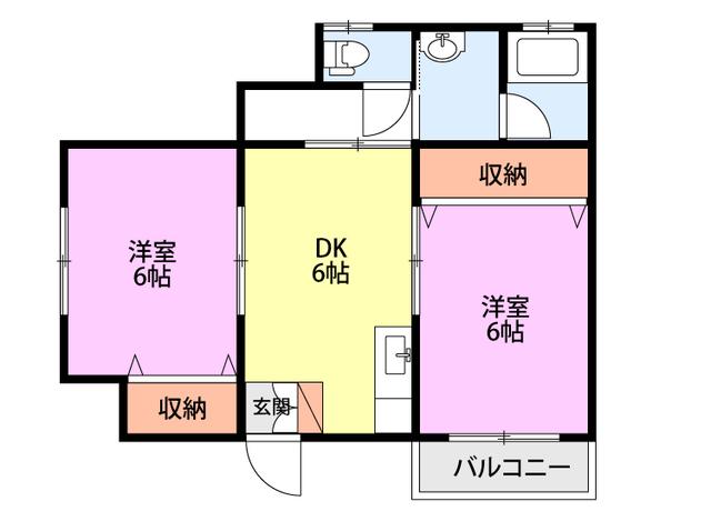 デュープレックス青山(2DK/1階)の間取り写真