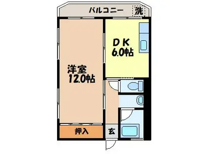 河野ビル(1DK/4階)の間取り写真