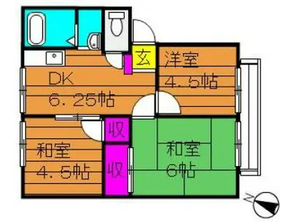 ガーデン三宅ハイツB棟(3DK/2階)の間取り写真