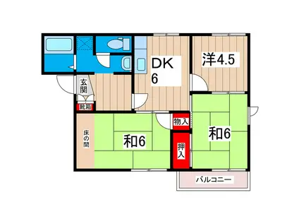 シャトー桜川B棟(3DK/2階)の間取り写真